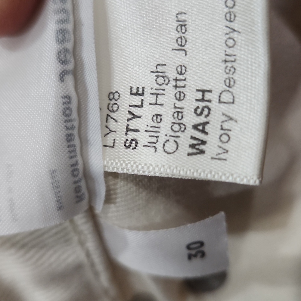 Reformation Julia High‎ Cigarette Jean Ivory Cream Destroyed Distressed Size 30 - Picture 8 of 9